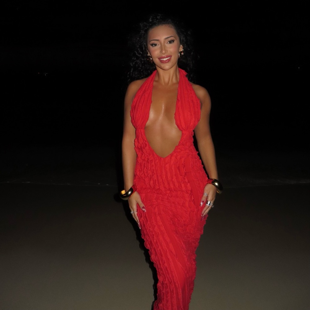 Fashion Nova Ivy Textured Maxi Dress - Red XS